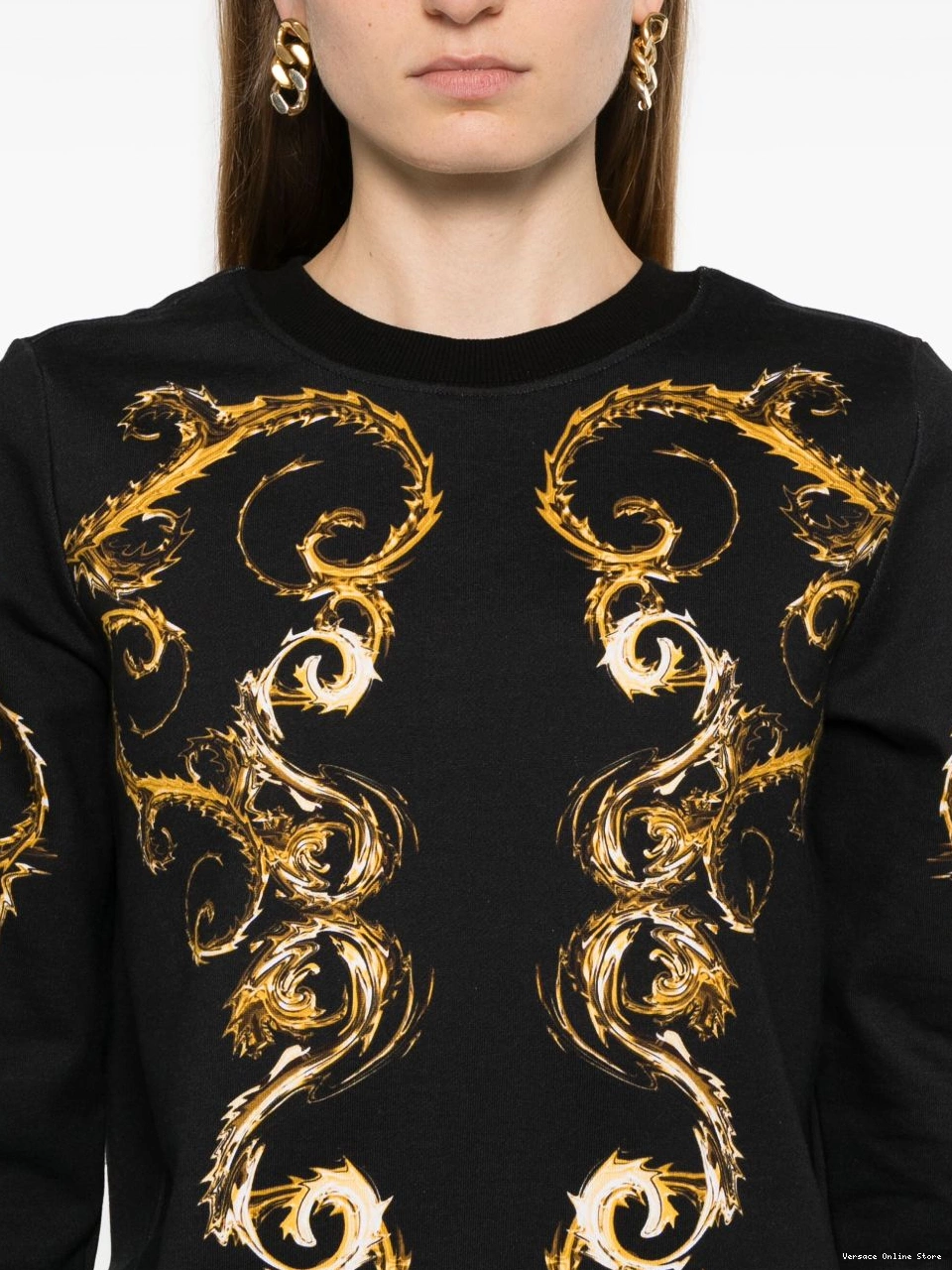 Affordable Couture Barocco-print Jeans sweatshirt Women Versace 0710